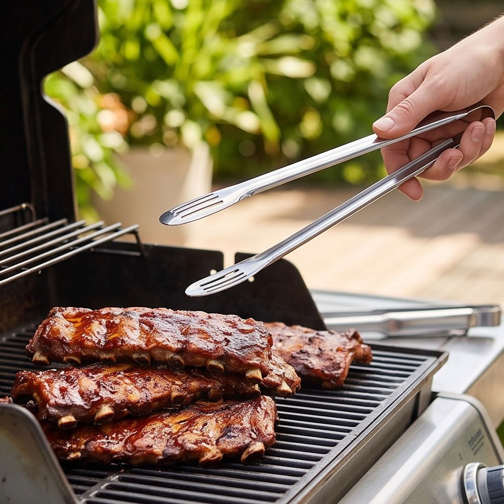 Stainless Steel Kitchen Tongs Heavy Duty Food Serving and BBQ Tongs - Image 4
