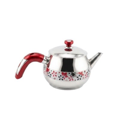 1.5L Colorful Stainless Steel Tea Kettle with Elegant Red Floral Decal and Modern Handle Design