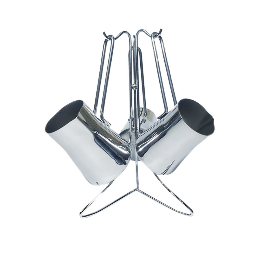 3-Piece Stainless Steel Turkish Coffee Pot Set with Organizer Stand and Heat-Resistant Handles - Image 4