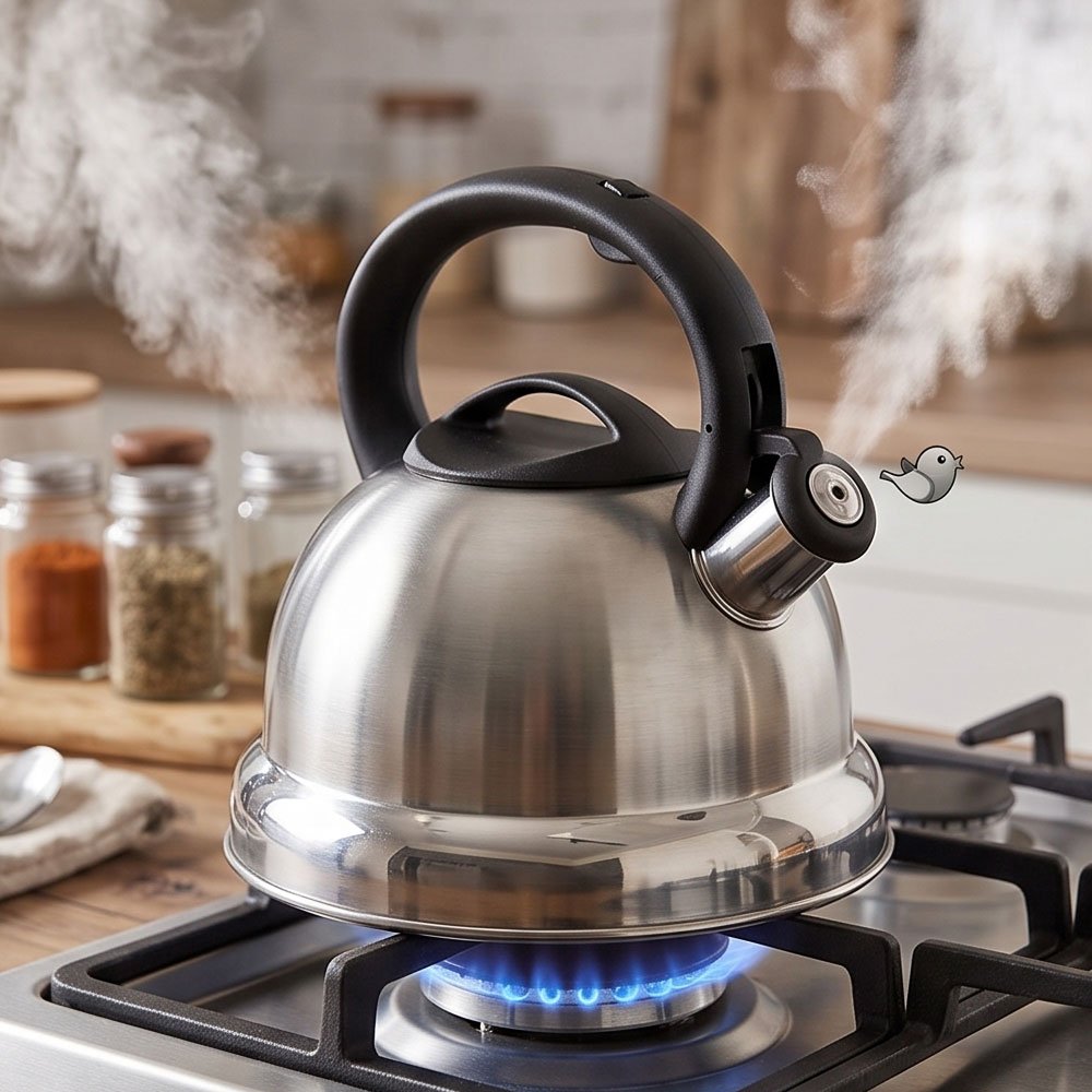 3 Liter Stainless Steel Whistling Tea Kettle Stovetop Water Boiler with Heat Resistant Handle - Image 2