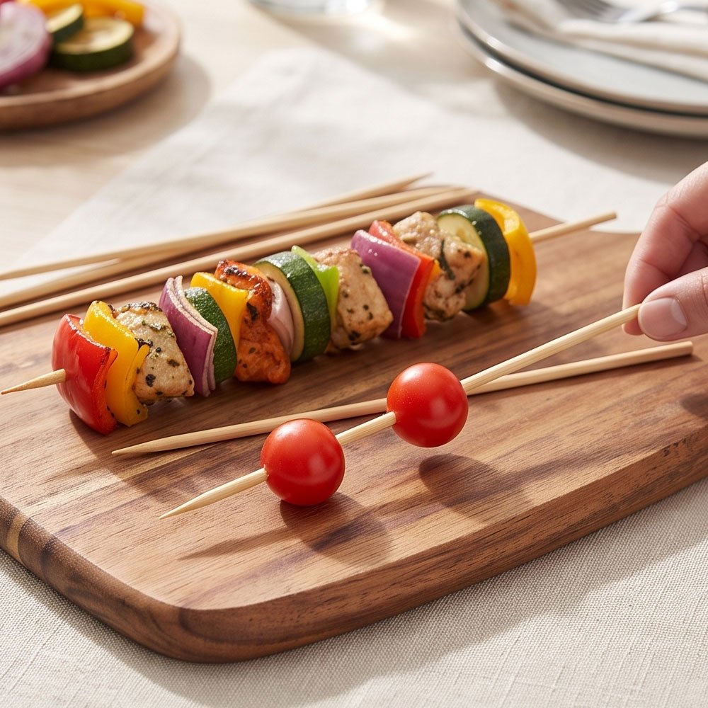 Natural Bamboo Skewers Premium Wooden Sticks for Shish Taook & BBQ Grilling - Image 2