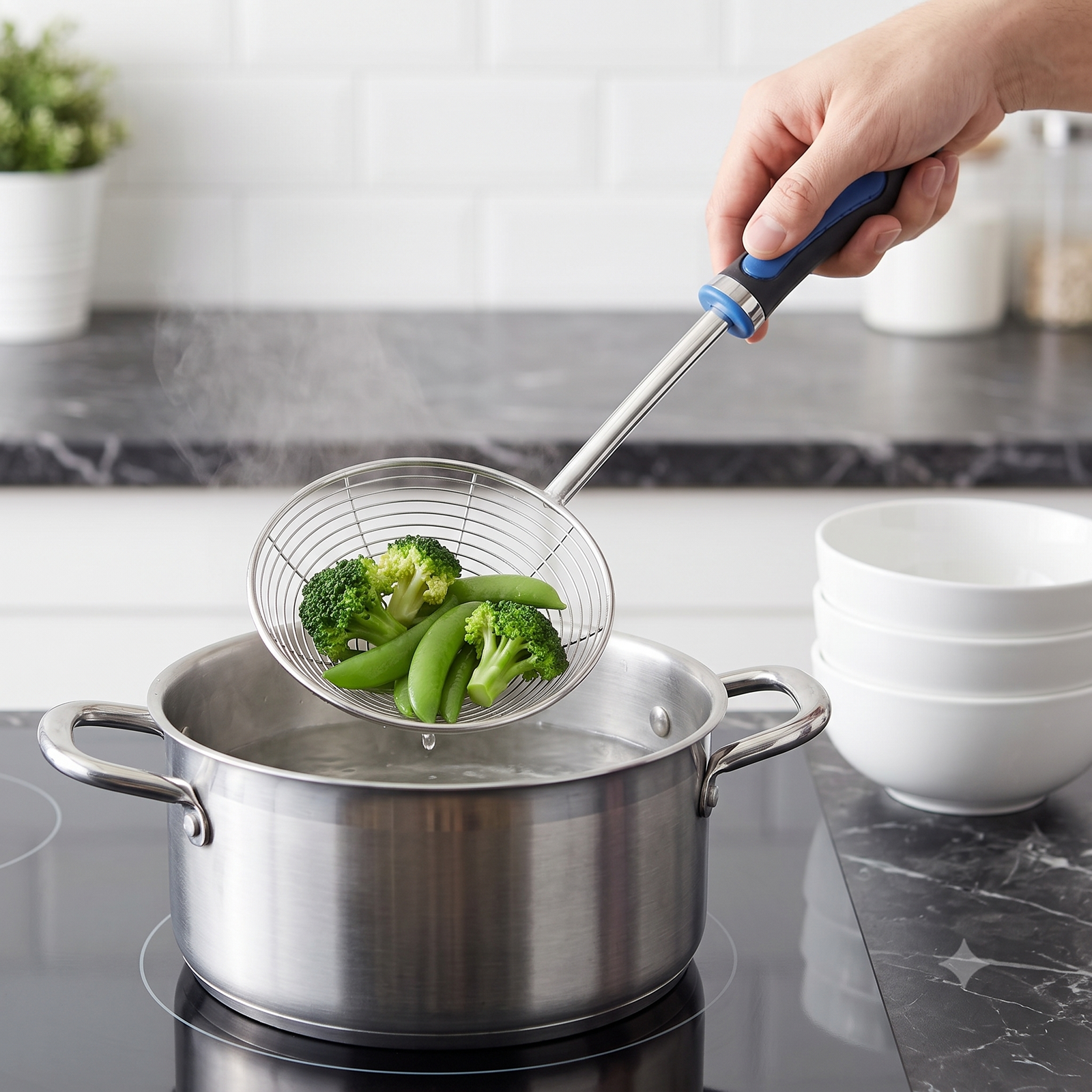 Stainless Steel Spider Strainer Skimmer Spoon with Heat-Resistant Ergonomic Handle - Image 5
