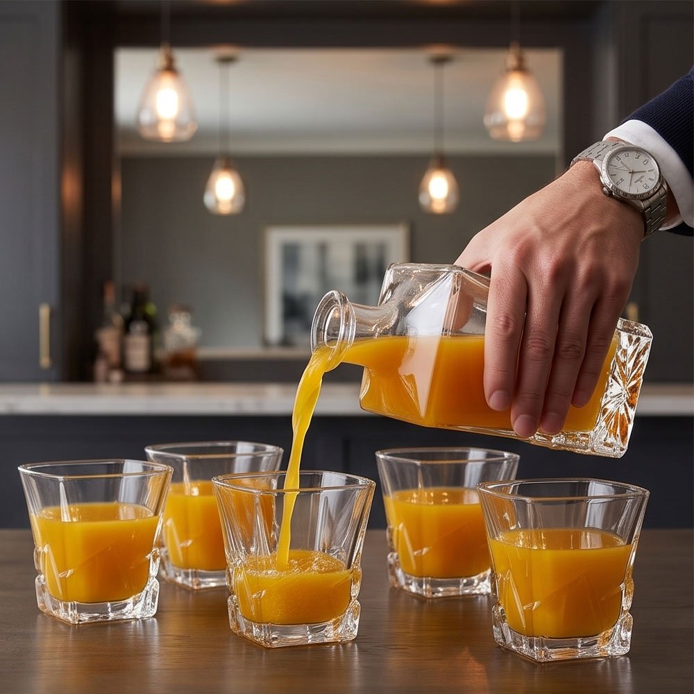 Luxury Glass Beverage Decanter Set with Airtight Stopper and Matching Drinkware Glasses - Image 5
