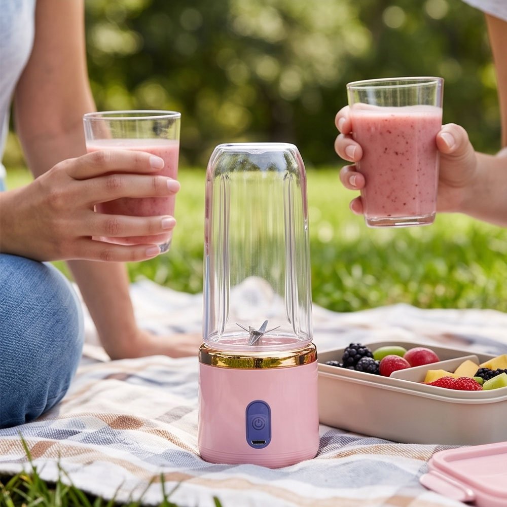 Portable USB Rechargeable Personal Blender for Smoothies with Extra Cup Pink - Image 3