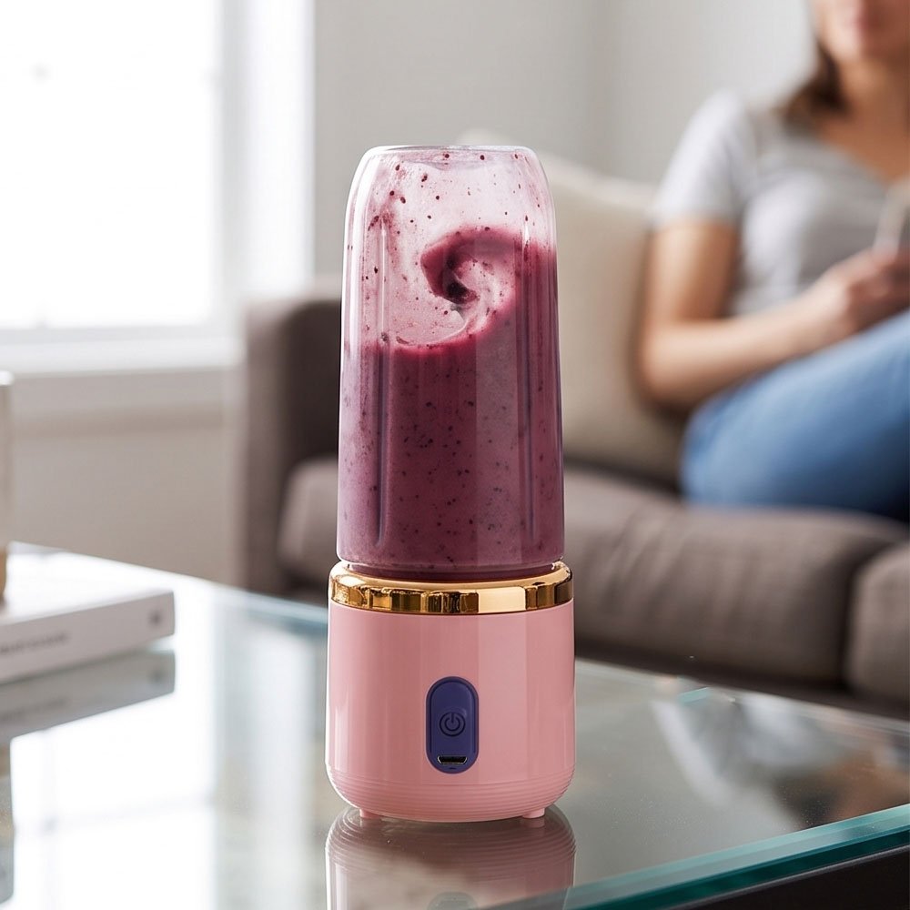 Portable USB Rechargeable Personal Blender for Smoothies with Extra Cup Pink - Image 2