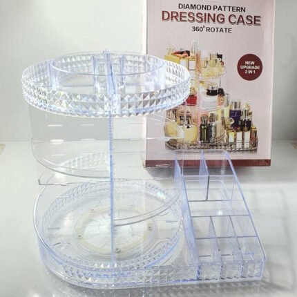 360 Rotating Makeup Organizer 2 in 1 Acrylic Cosmetic Storage with Brush Holder