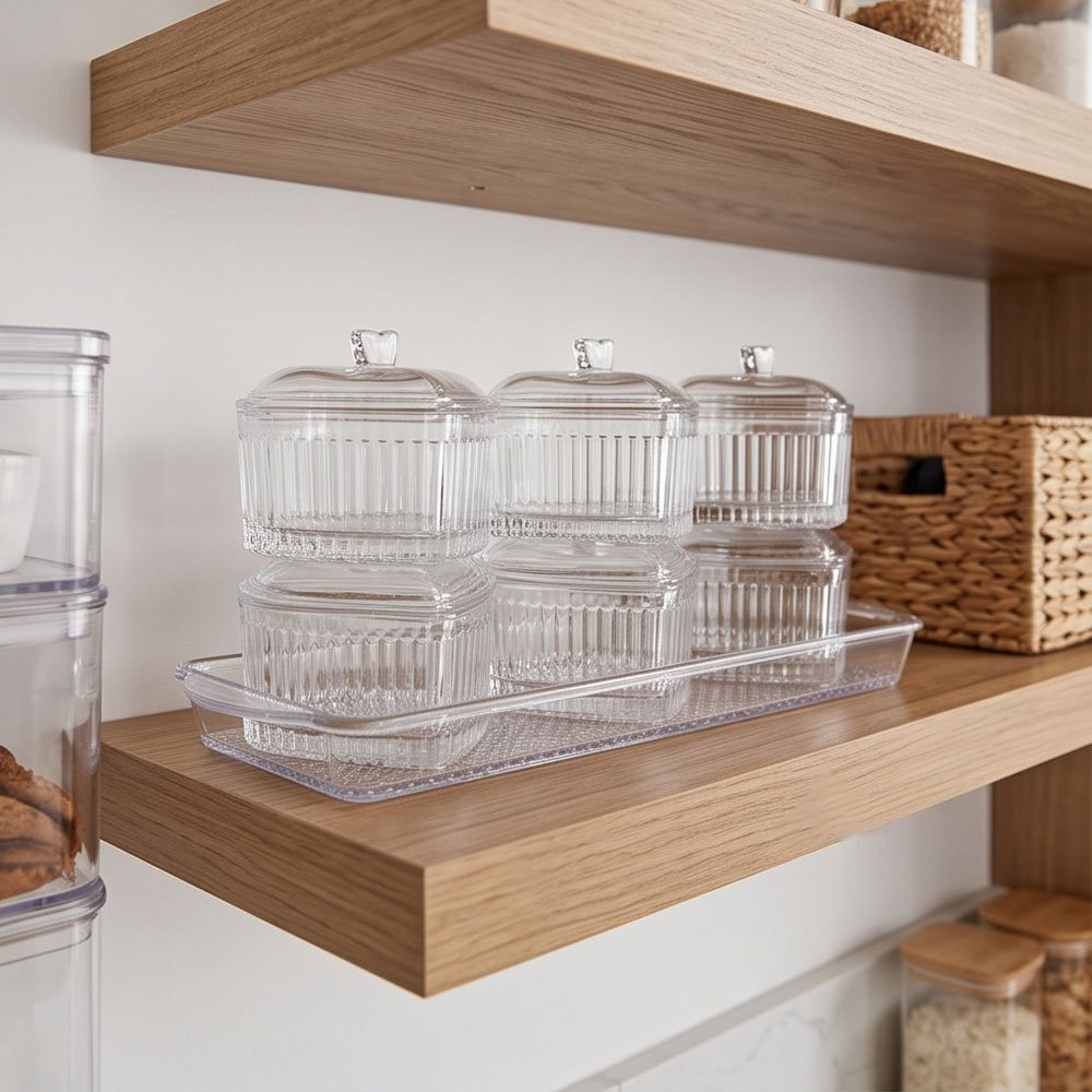 4 in 1 Acrylic Snack and Spice Serving Set with Heart Shaped Bowls and Tray - Image 5