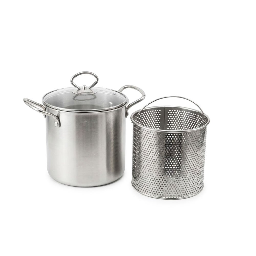 Stainless Steel Deep Multi-Purpose Cooking and Frying Pot with Strainer Basket - Image 3