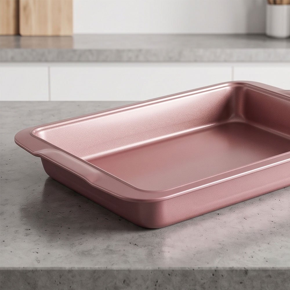 Copper Finish Non-Stick Rectangular Baking Pan and Roasting Mold for Oven Use - Image 4
