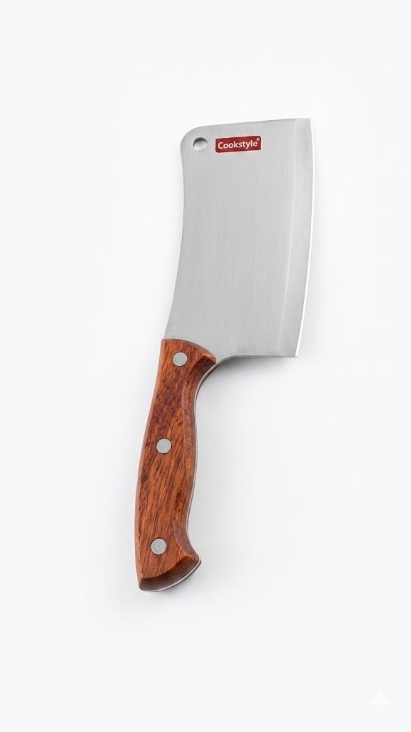 Heavy Duty Stainless Steel Meat Cleaver Chopper Knife with Natural Wooden Handle - Image 2