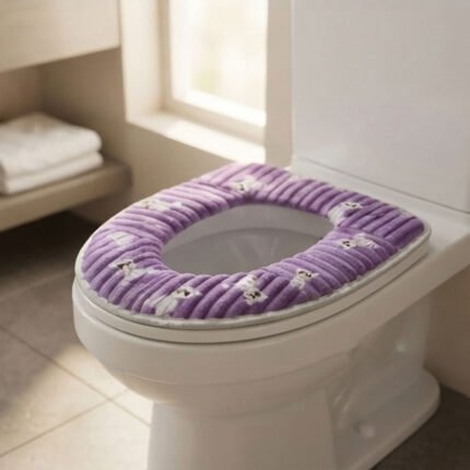 Soft Plush Toilet Seat Cover Cushion Pad Washable Warm Bathroom Cover