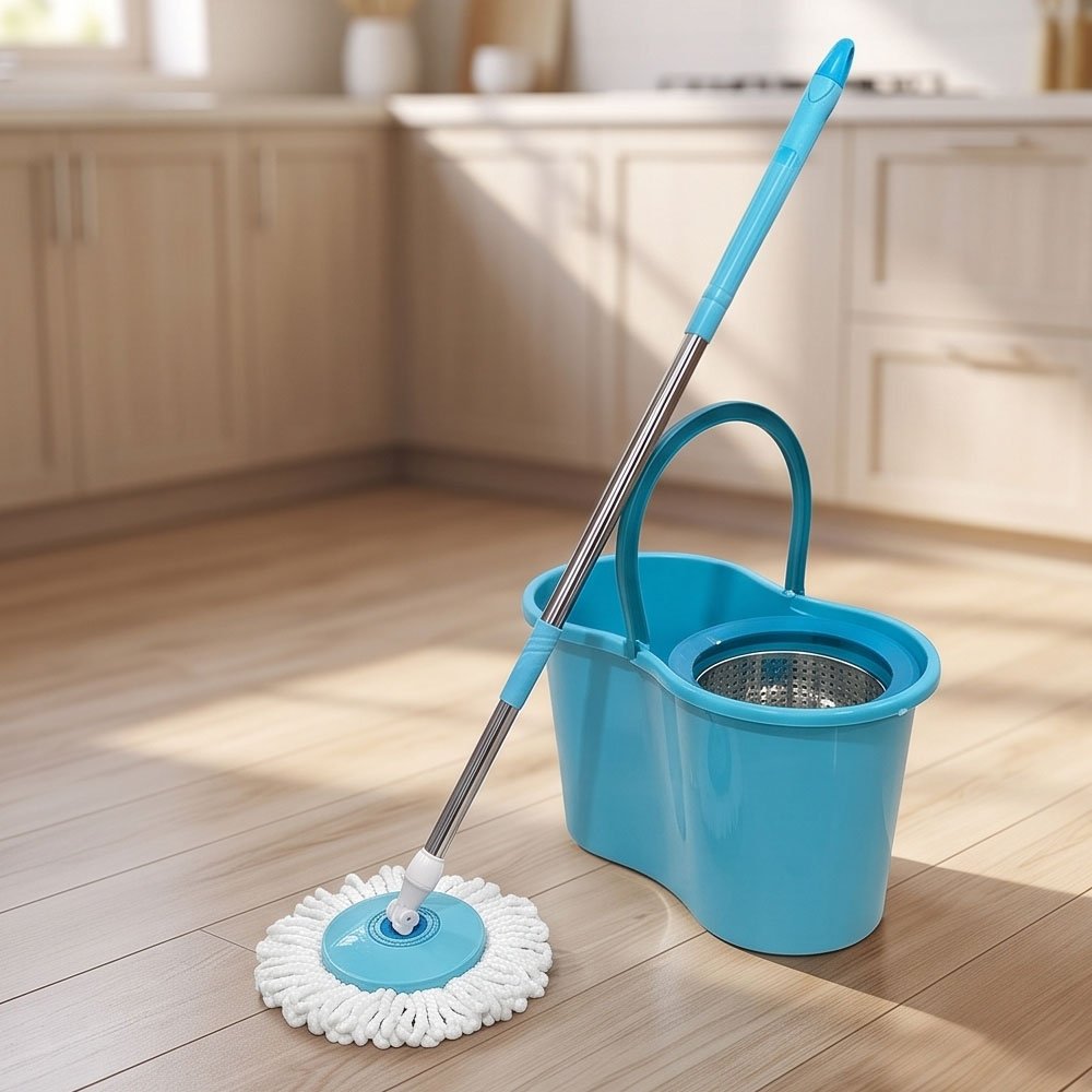 Star Spin Mop and Bucket Set with Stainless Steel Wringer and Microfiber Head - Image 2