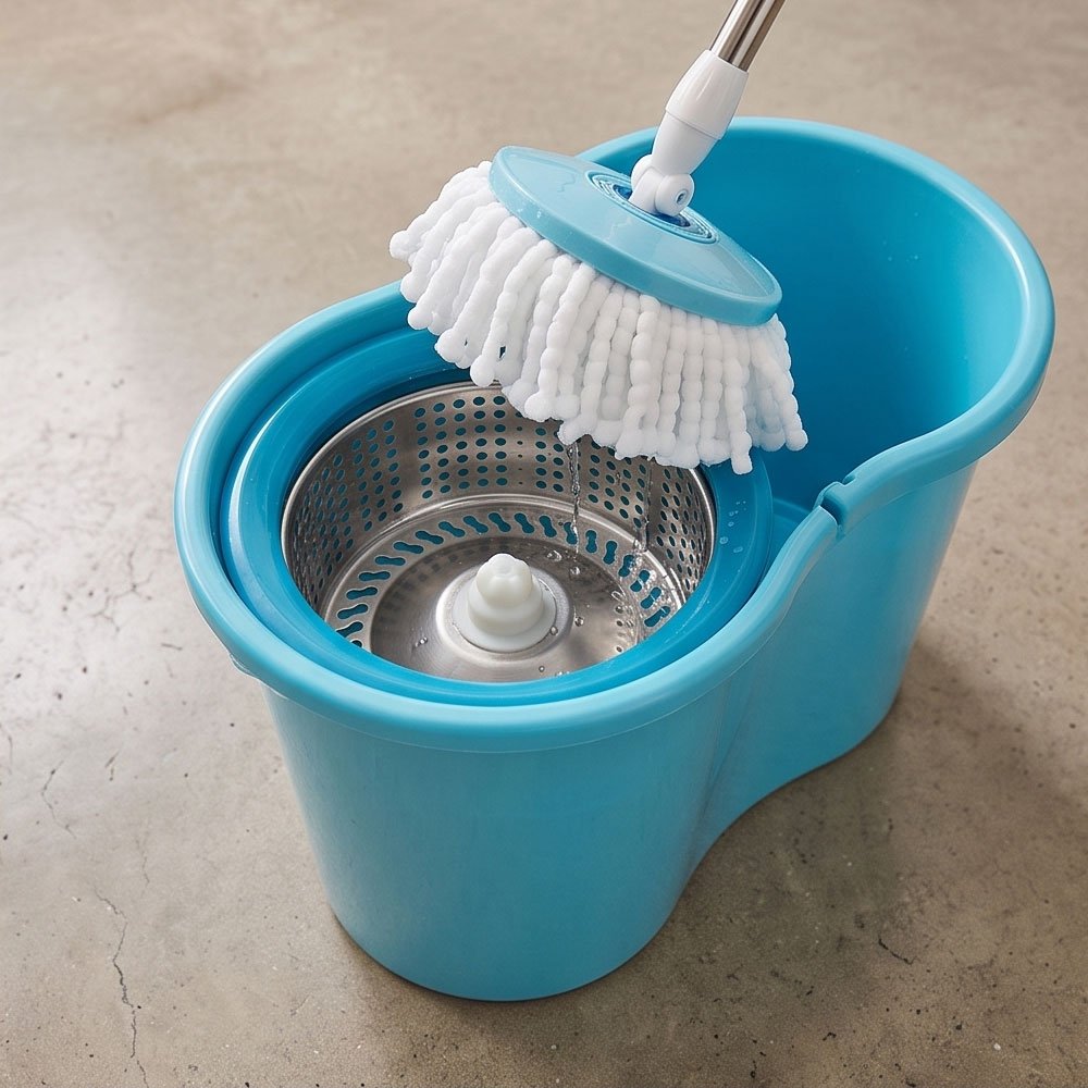 Star Spin Mop and Bucket Set with Stainless Steel Wringer and Microfiber Head - Image 3