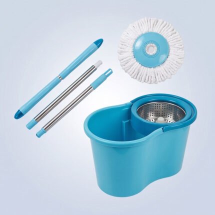 Star Spin Mop and Bucket Set with Stainless Steel Wringer and Microfiber Head