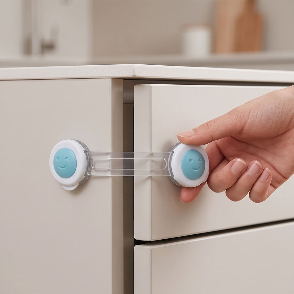 Child Safety Cabinet Lock Proof Flexible Latch Strap for Refrigerators and Drawers - Image 2