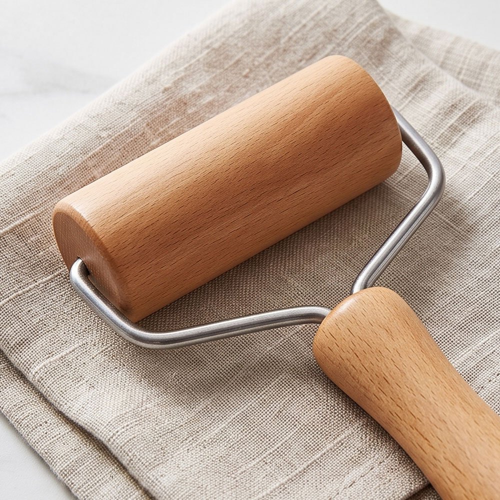 Wooden Pastry Dough Roller Pins with Stainless Steel Frame for Pizza Crust and Bakery - Image 2