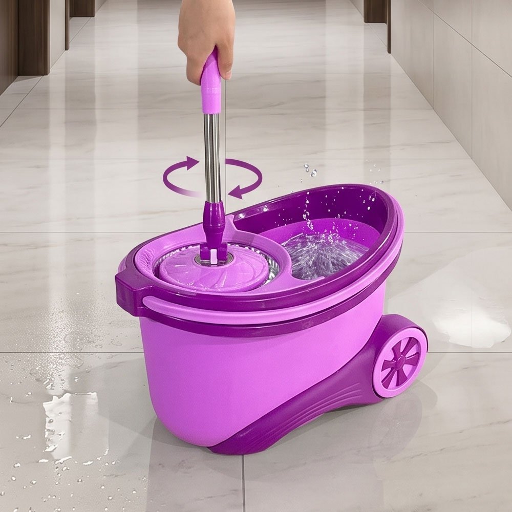 Margo Spin Mop and Bucket Set with Heavy Duty Wheels and Microfiber Refill - Image 3