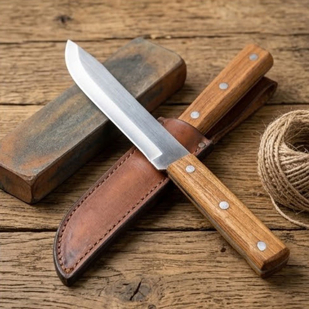 Multipurpose Kitchen Utility Knife with Stainless Steel Blade & Wooden Handle - Image 3