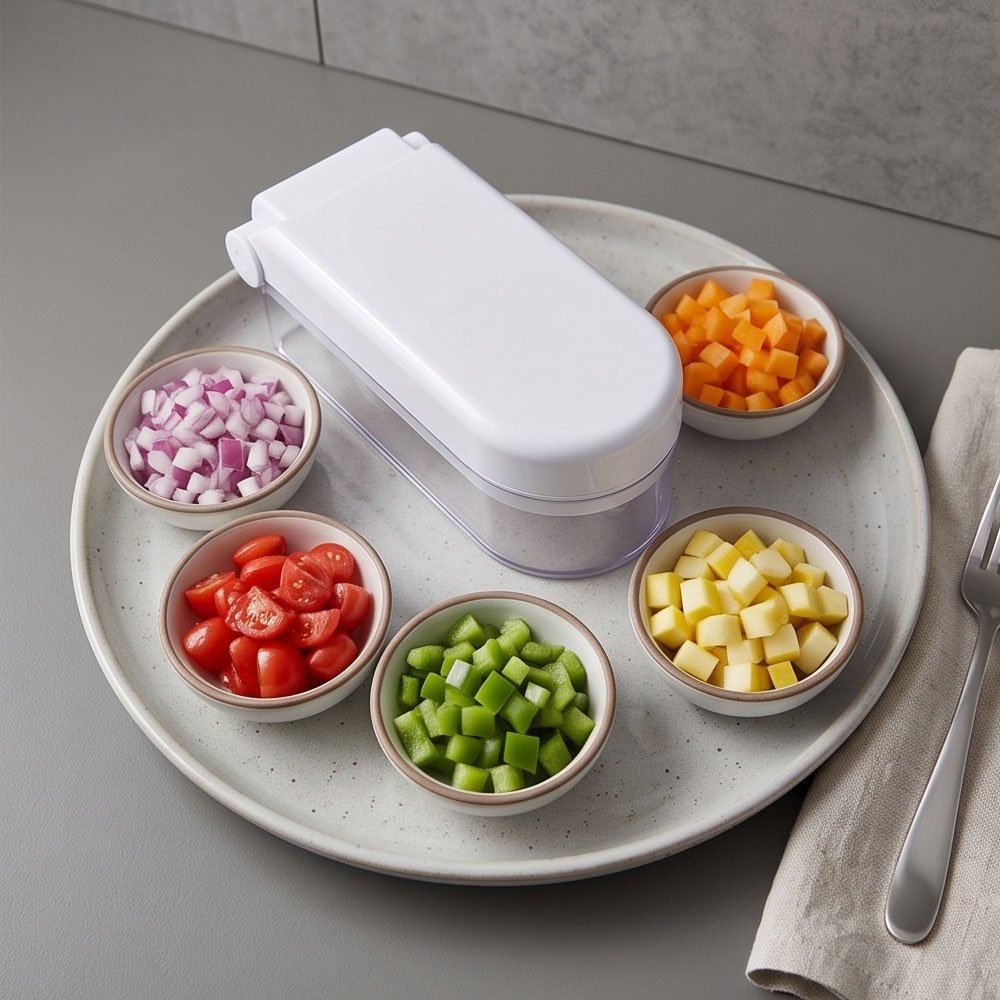 Manual Vegetable Chopper 3 Interchangeable Stainless Blades with Container - Image 5