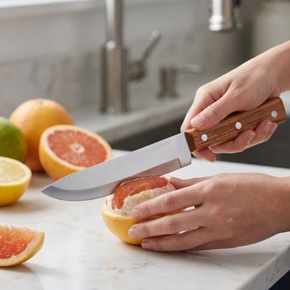 Multipurpose Kitchen Utility Knife with Stainless Steel Blade & Wooden Handle - Image 6