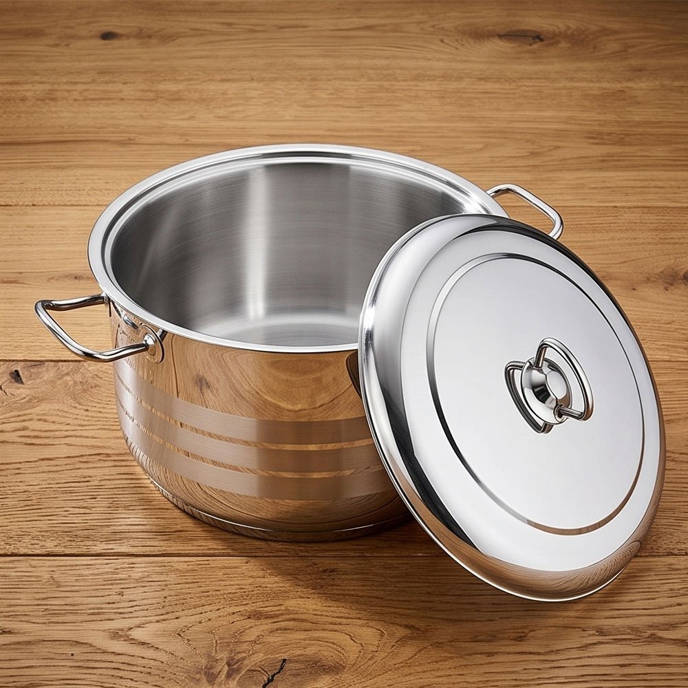 36cm Heavy-Duty Stainless Steel Deep Cooking Pot with Lid for Large Family Meals - Image 3