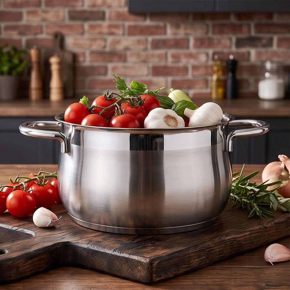 Premium Stainless Steel Lines Silver Cookware Set Featuring a Large 32cm Pot - Image 2