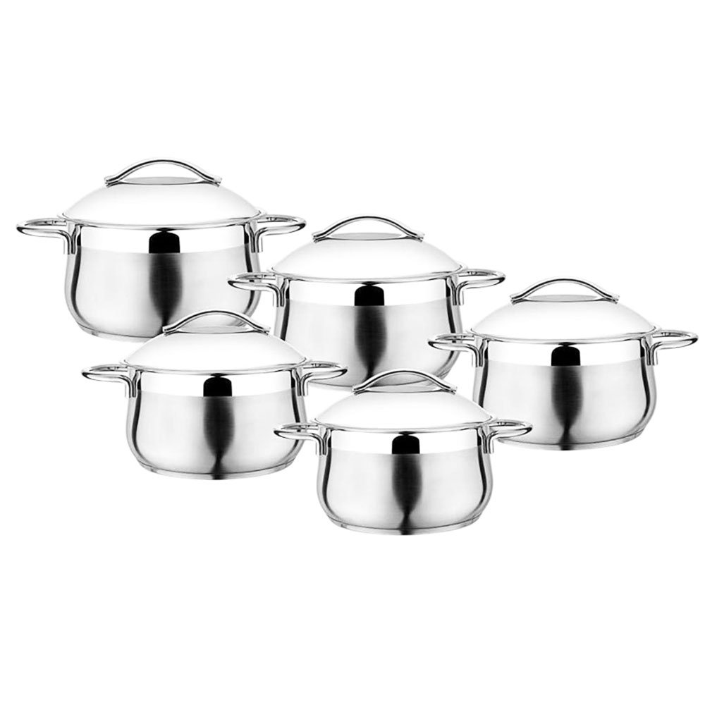 Premium Stainless Steel Lines Silver Cookware Set Featuring a Large 32cm Pot