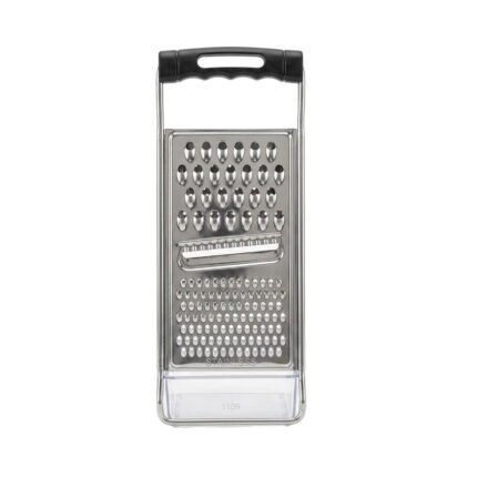 Multipurpose Stainless Steel Flat Grater Slicer with Container & Dual Handles