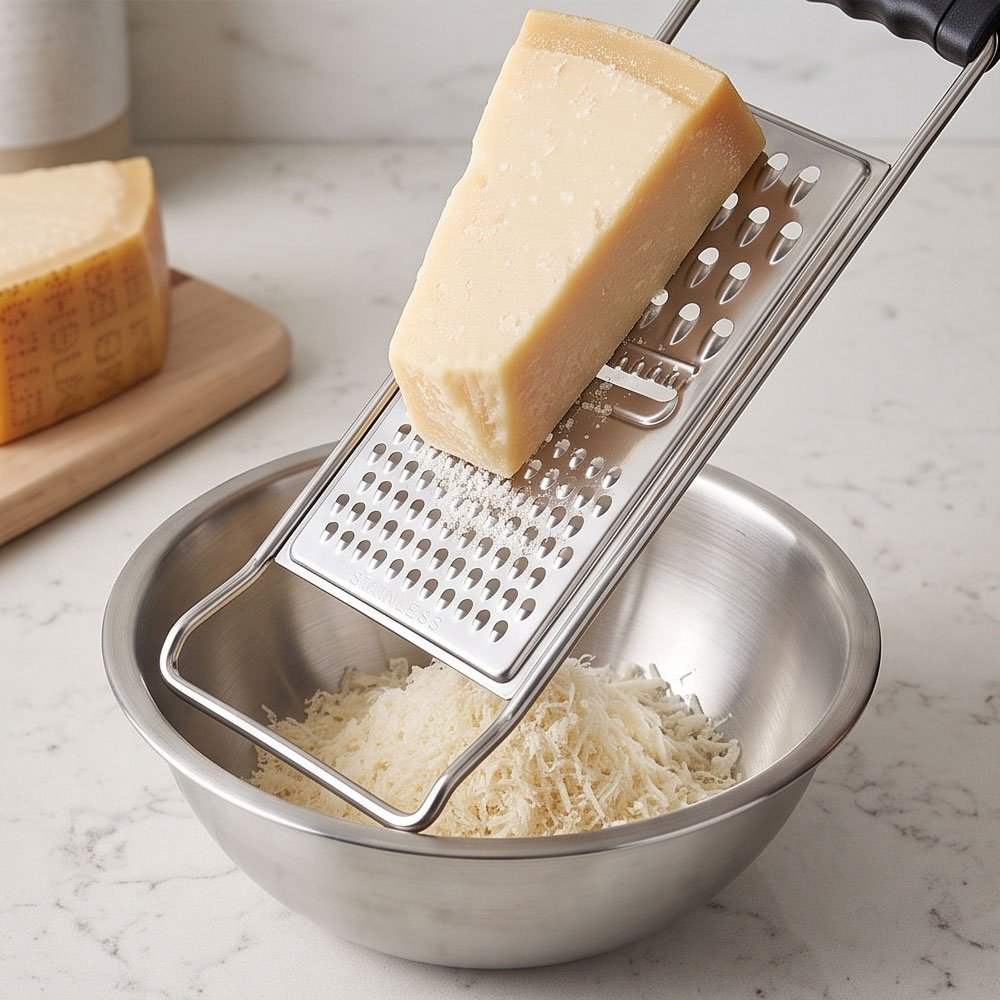 Multipurpose Stainless Steel Flat Grater Slicer with Container & Dual Handles - Image 3