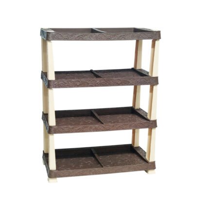 4 Tier Plastic Shoe Rack Organizer Storage Shelves with Laser Carved Pattern