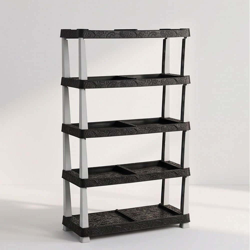 5 Tier Plastic Shoe Rack Organizer Storage Shelves with Laser Carved Pattern - Image 2