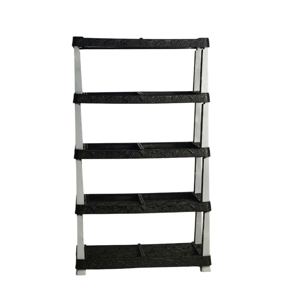 5 Tier Plastic Shoe Rack Organizer Storage Shelves with Laser Carved Pattern