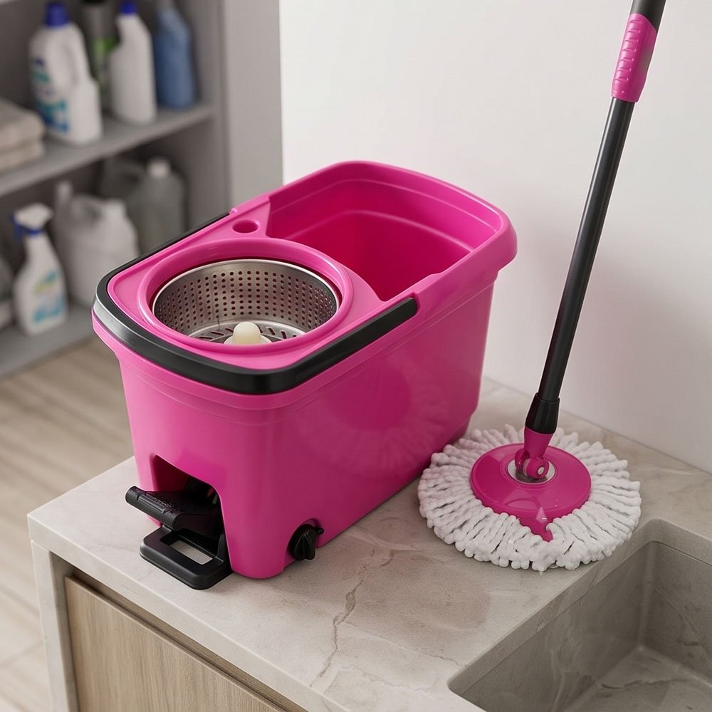 Sky Automatic Spin Mop Bucket Set with Foot Pedal & Stainless Steel Wringer