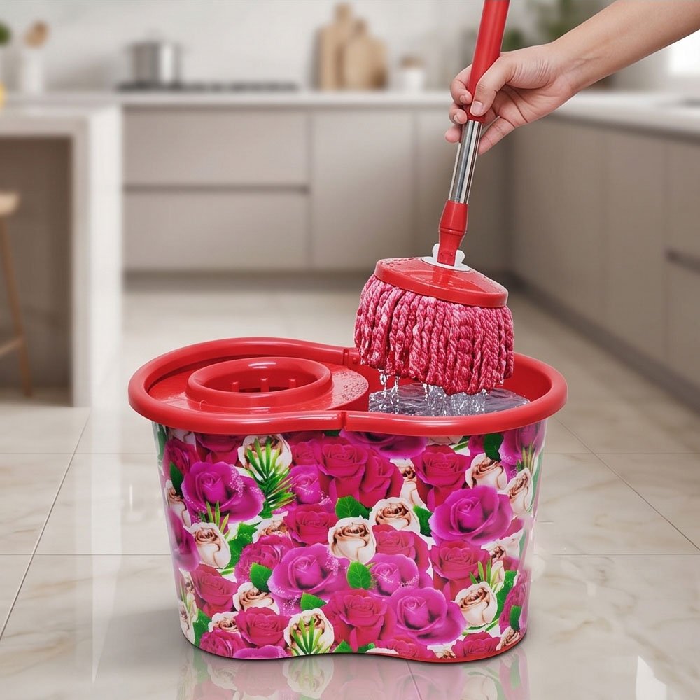 Zouza Decor Plastic Mop Bucket Set with Built-in Wringer & Cleaning Mop - Image 2