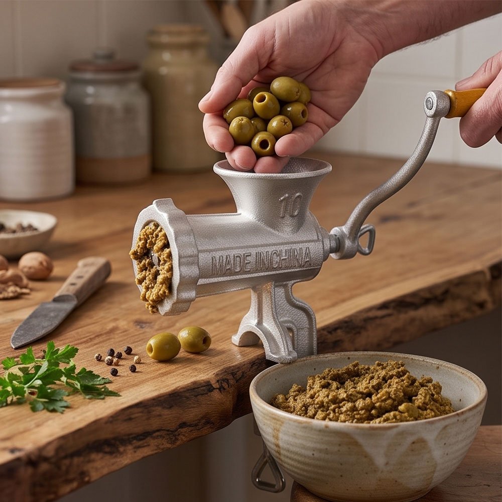 Manual Meat Grinder Size 10 Heavy Duty Cast Metal Food Chopper with Table Clamp - Image 3