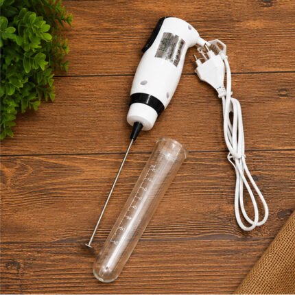 Electric Milk Frother & Coffee Whisk with Plug in Cable and Measuring Tube
