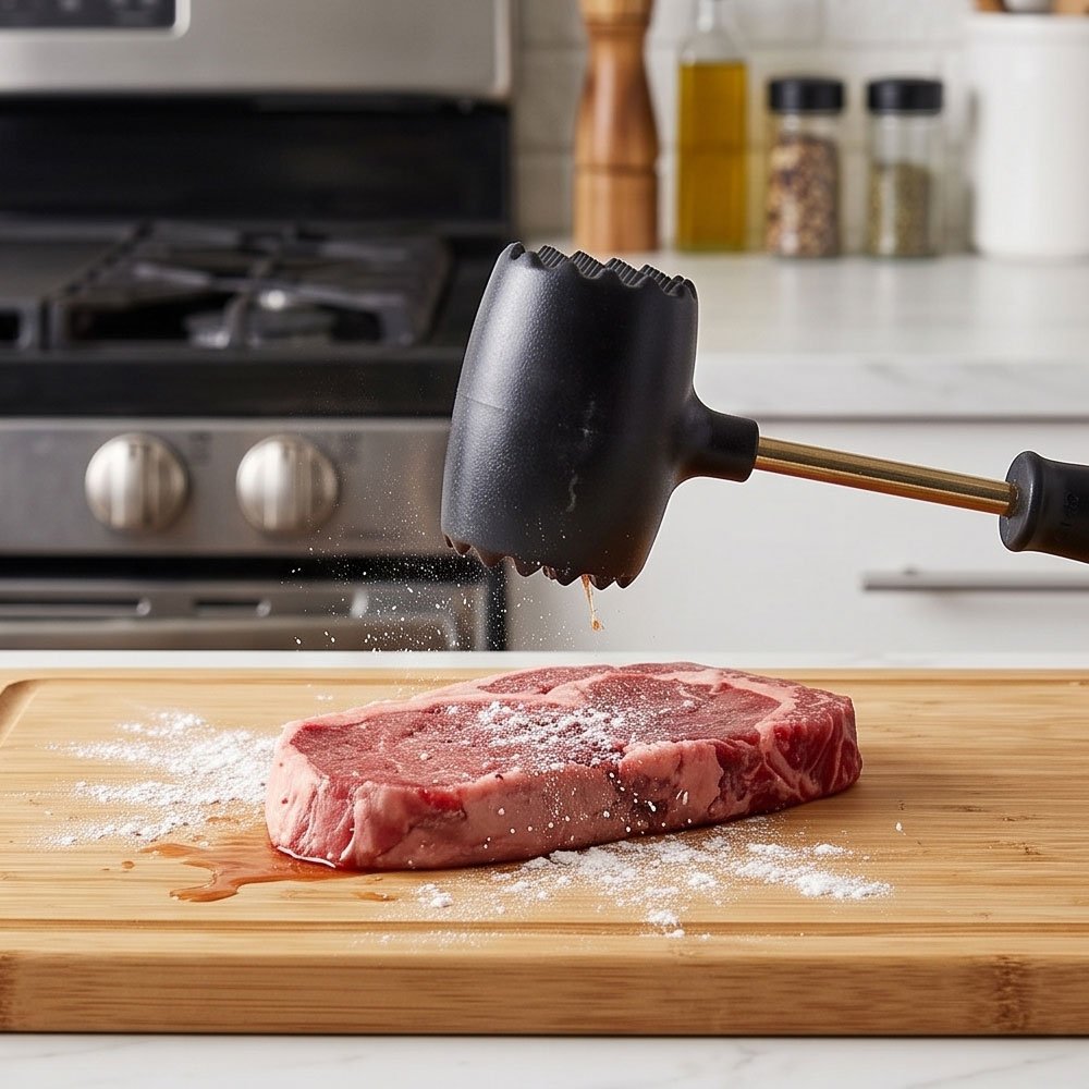 Heavy Duty Meat Tenderizer Mallet Hammer with Metal Shaft & Soft Grip - Image 2