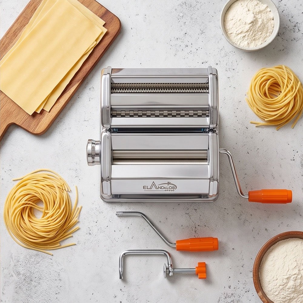 Stainless Steel Manual Pasta & Noodle Maker Machine with Table Clamp Clamp - Image 7