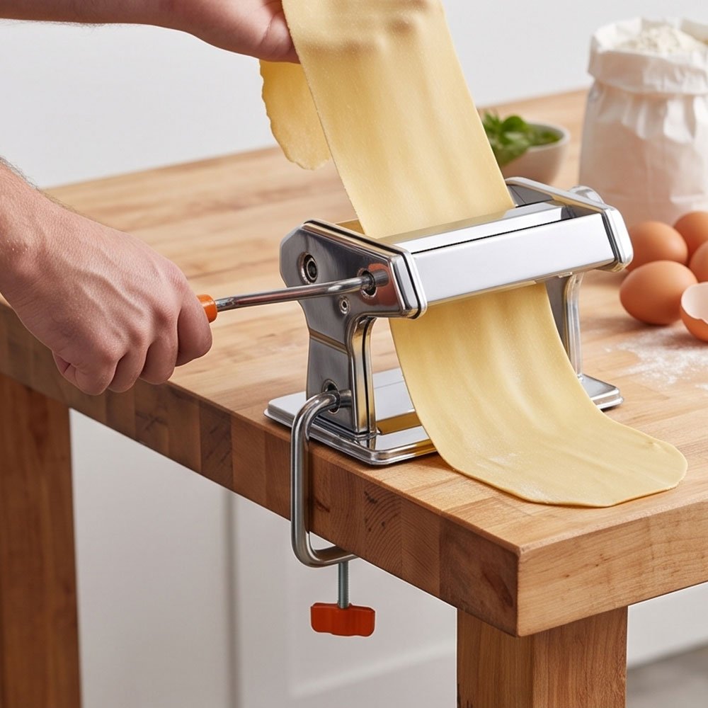 Stainless Steel Manual Pasta & Noodle Maker Machine with Table Clamp Clamp - Image 2