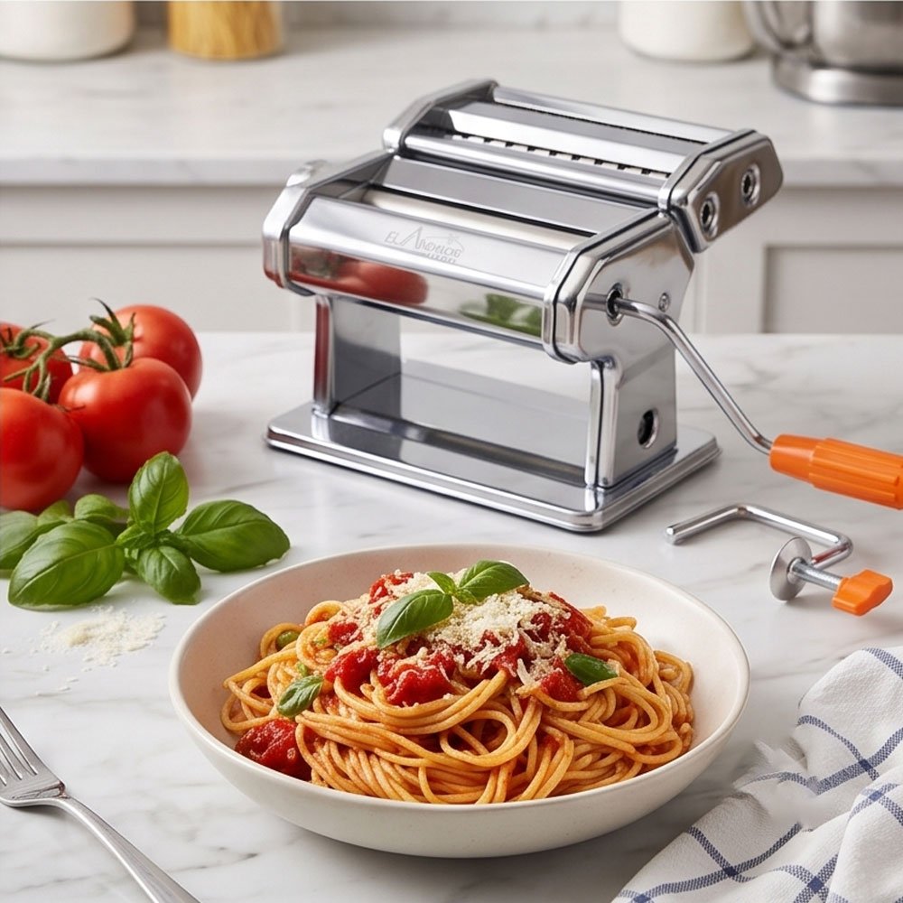 Stainless Steel Manual Pasta & Noodle Maker Machine with Table Clamp Clamp - Image 4