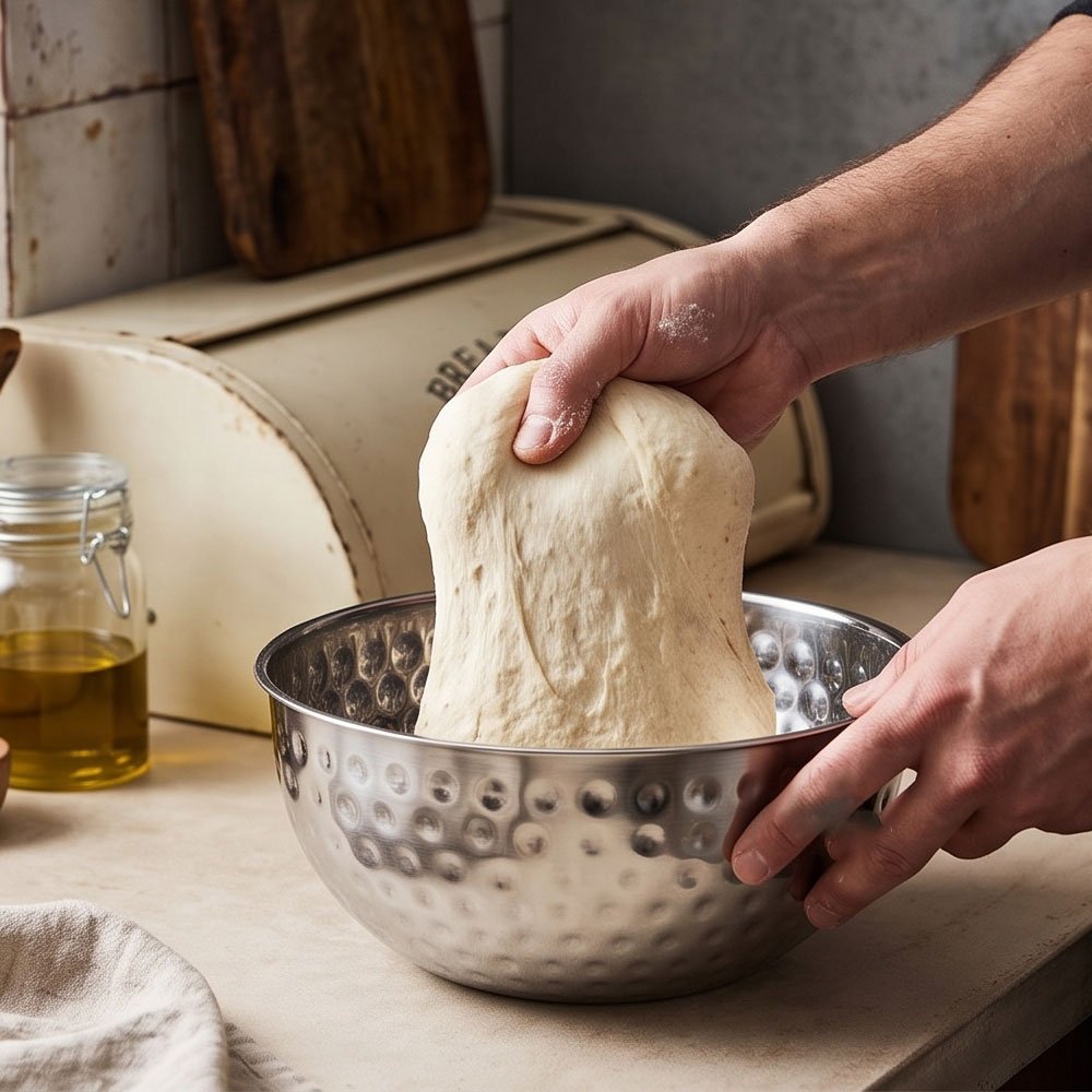Stainless Steel Hammered Mixing Bowl for Dough Kneading and Baking - Image 3