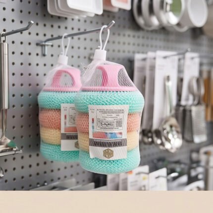 Kitchen Cleaning Sponge Scrubber Set with Ergonomic Handle for Dishes Pots