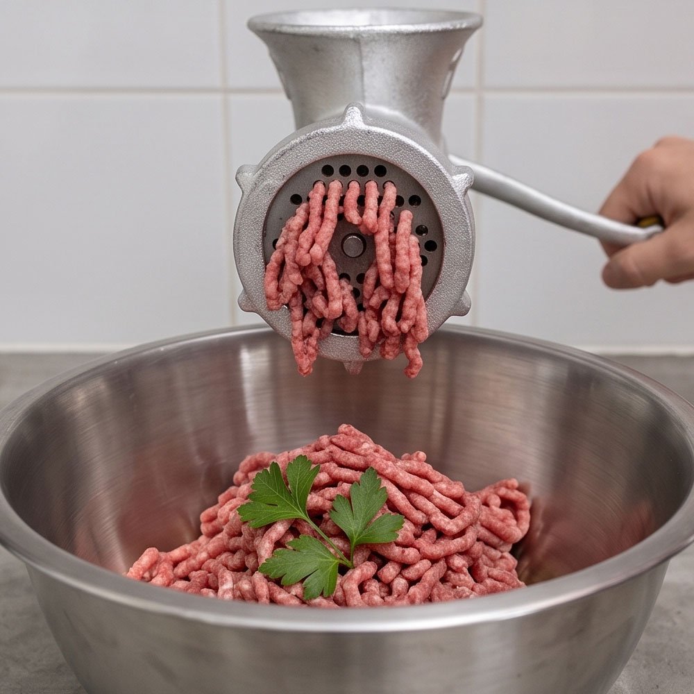 El Andalos Hand Crank Meat Grinder Size 10 with Sausage Stuffer Tubes and Blades - Image 3