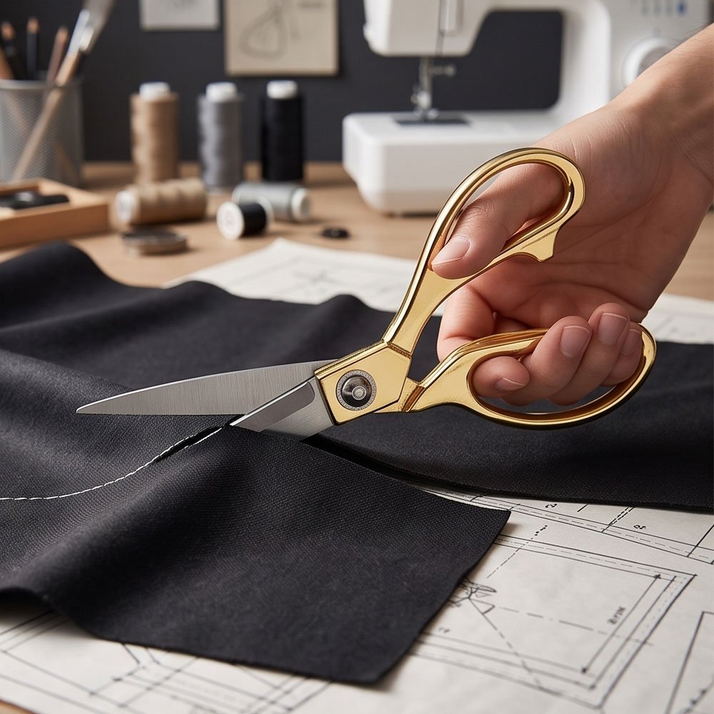 Professional Tailor Sewing Scissors with Gold Handles and Sharp Stainless Steel Blades - Image 3