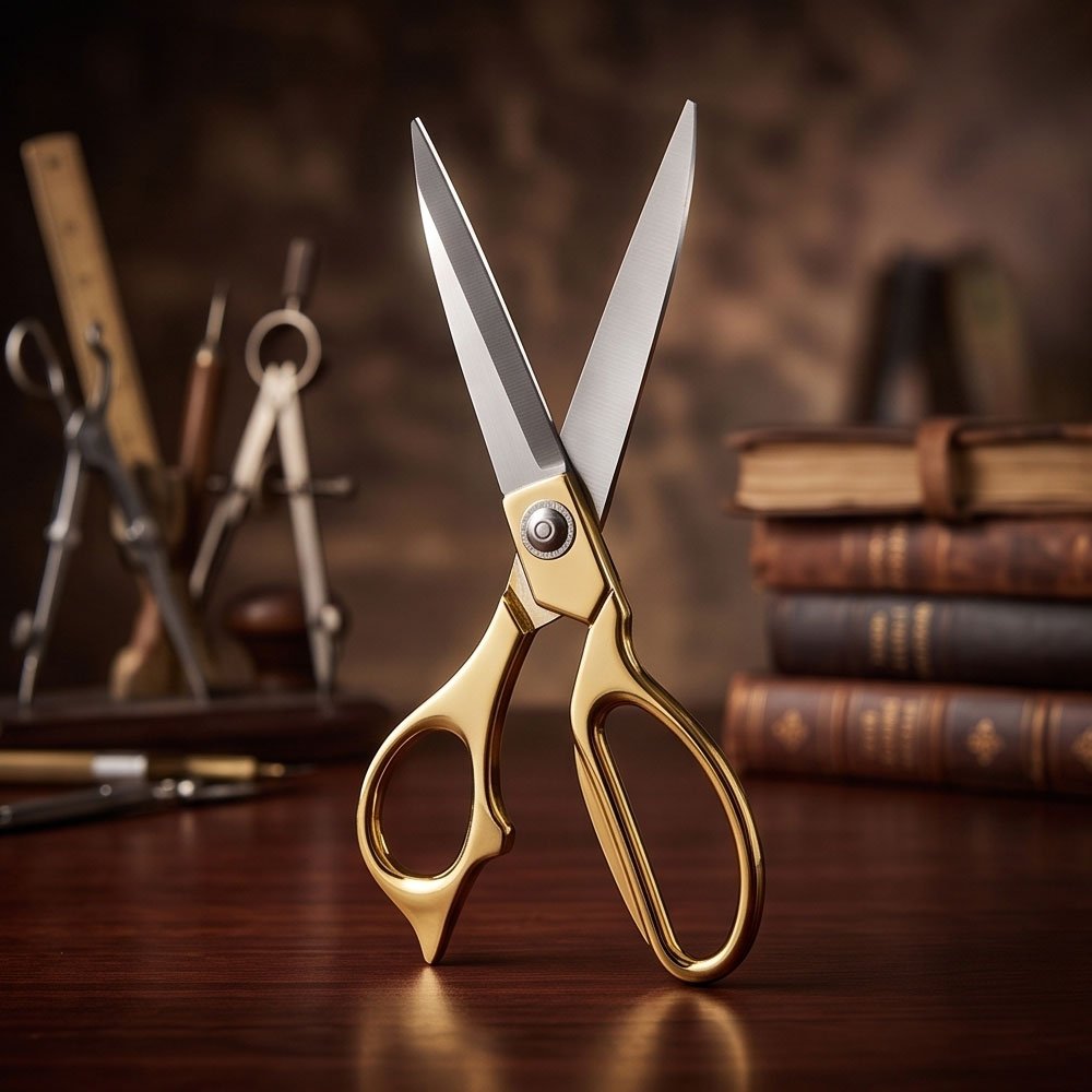 Professional Tailor Sewing Scissors with Gold Handles and Sharp Stainless Steel Blades - Image 4