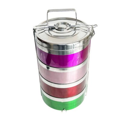 4-Layer Insulated Stackable Stainless Steel Lunch Box Tiffin with Multi-Colors