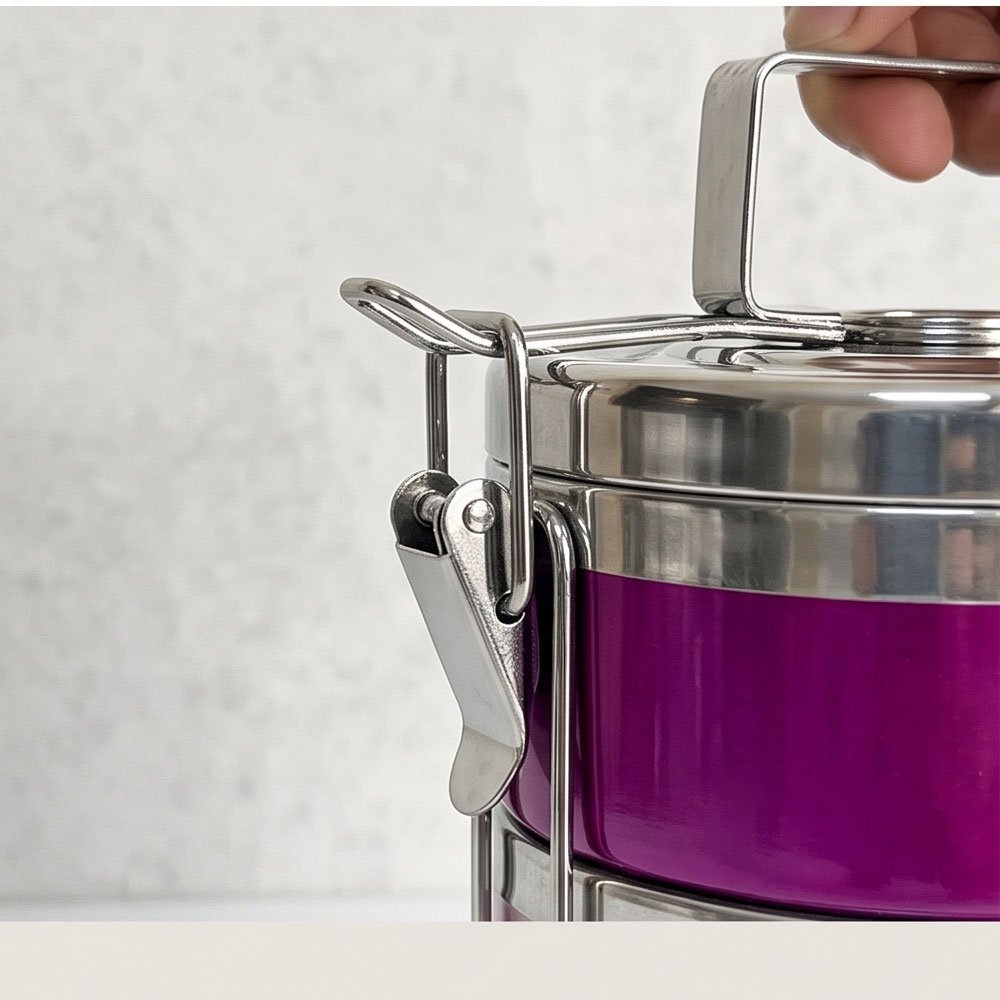 4-Layer Insulated Stackable Stainless Steel Lunch Box Tiffin with Multi-Colors - Image 4