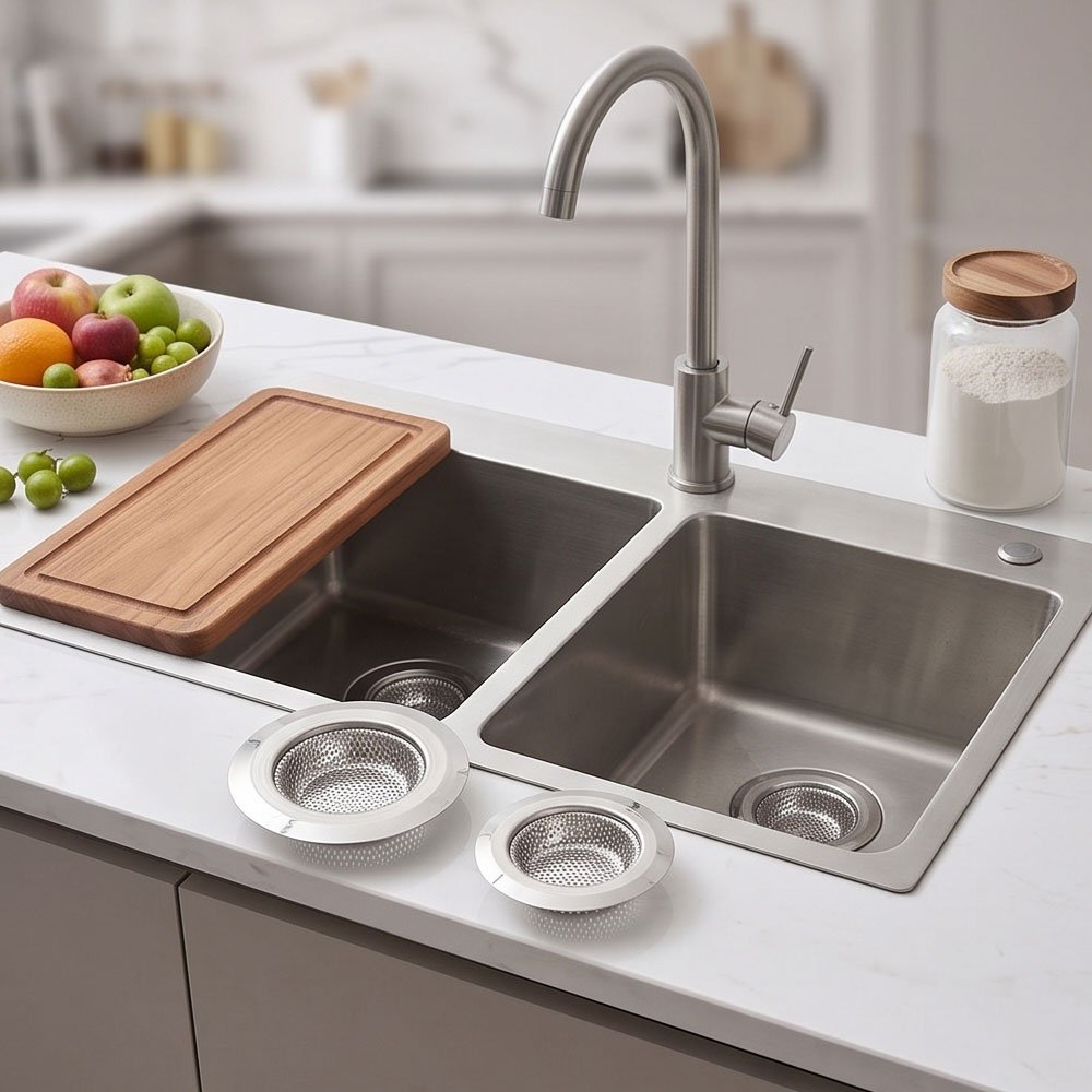 2-in-1 Stainless Steel Kitchen Sink Strainer Mesh Basket for Anti-Clogging Drain Protection - Image 4