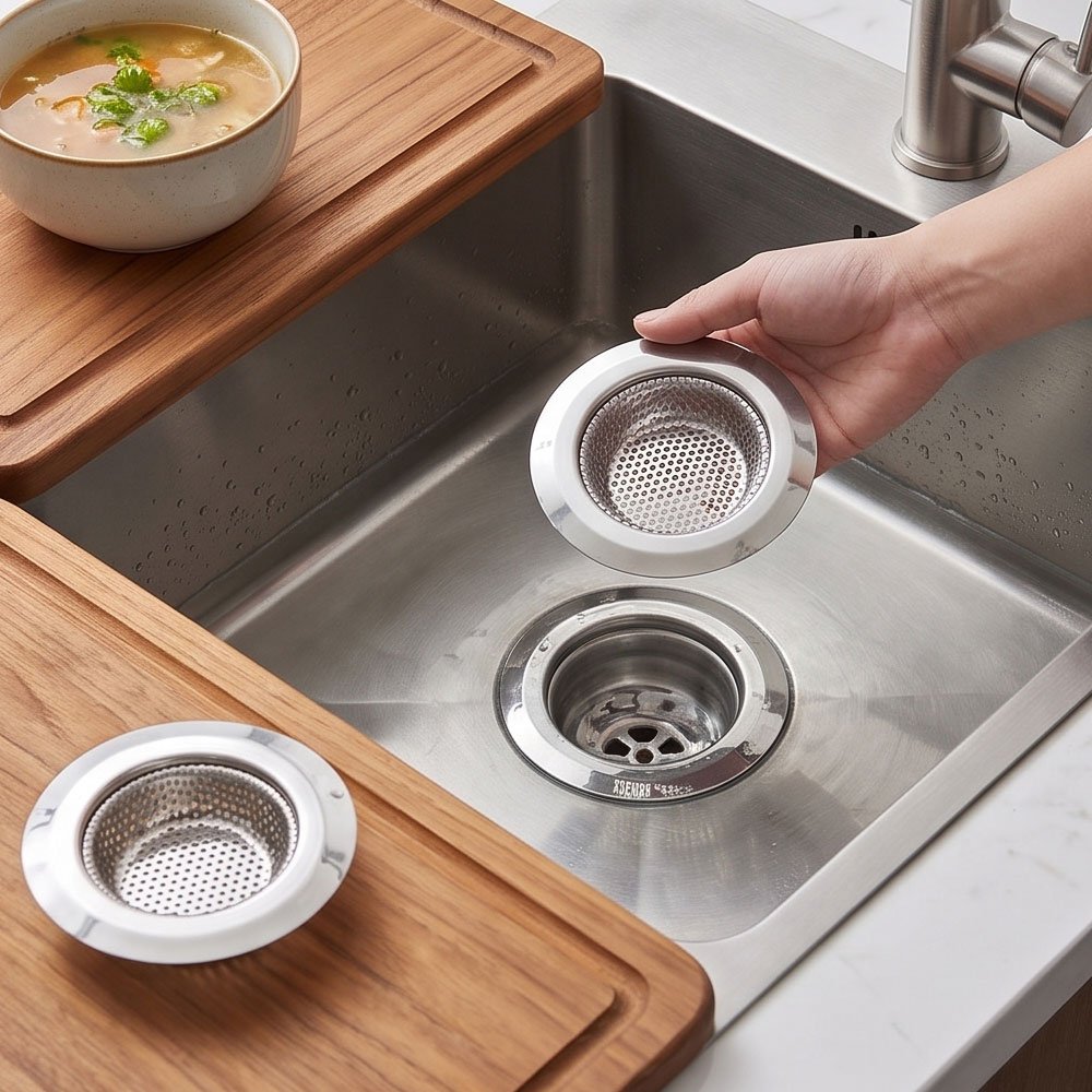 2-in-1 Stainless Steel Kitchen Sink Strainer Mesh Basket for Anti-Clogging Drain Protection - Image 5