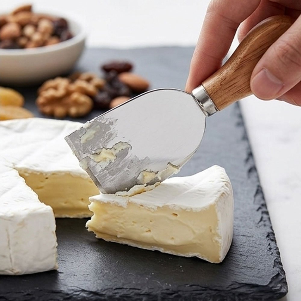 4-Piece Stainless Steel Cheese Knife Set with Ergonomic Wooden Handles Tools - Image 2
